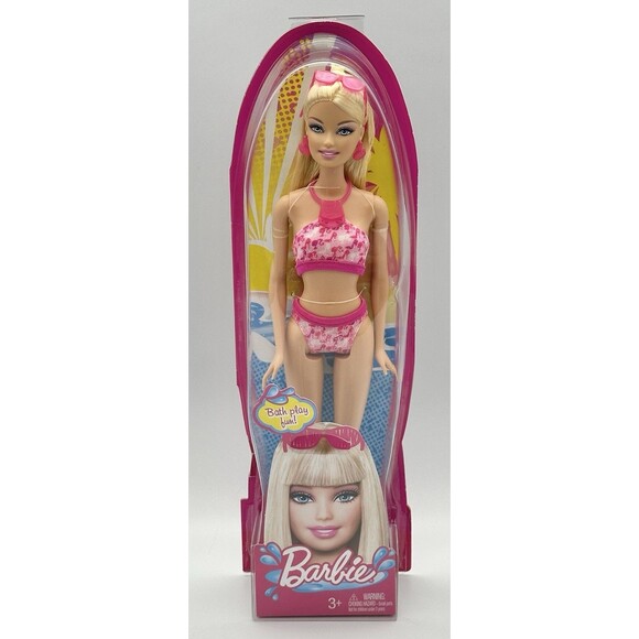 Mattel Other - 2010 Mattel Barbie T7184 Bath Play Fun Pink Bathing Swimsuit Bikini 12" Doll